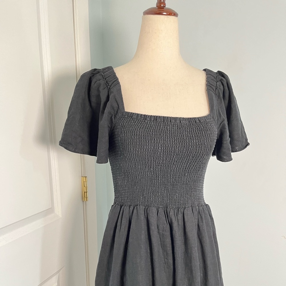 Madewell  black Puff-Sleeve Midi Dress - Picture 7 of 13